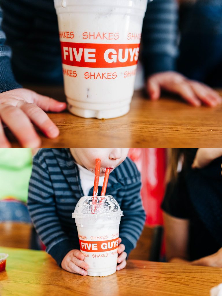 milkshake photo session with mom and boys