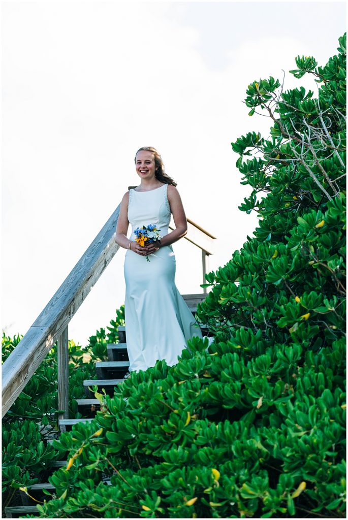 bride arriving at wedding ceremony during a beach wedding in the caribbean