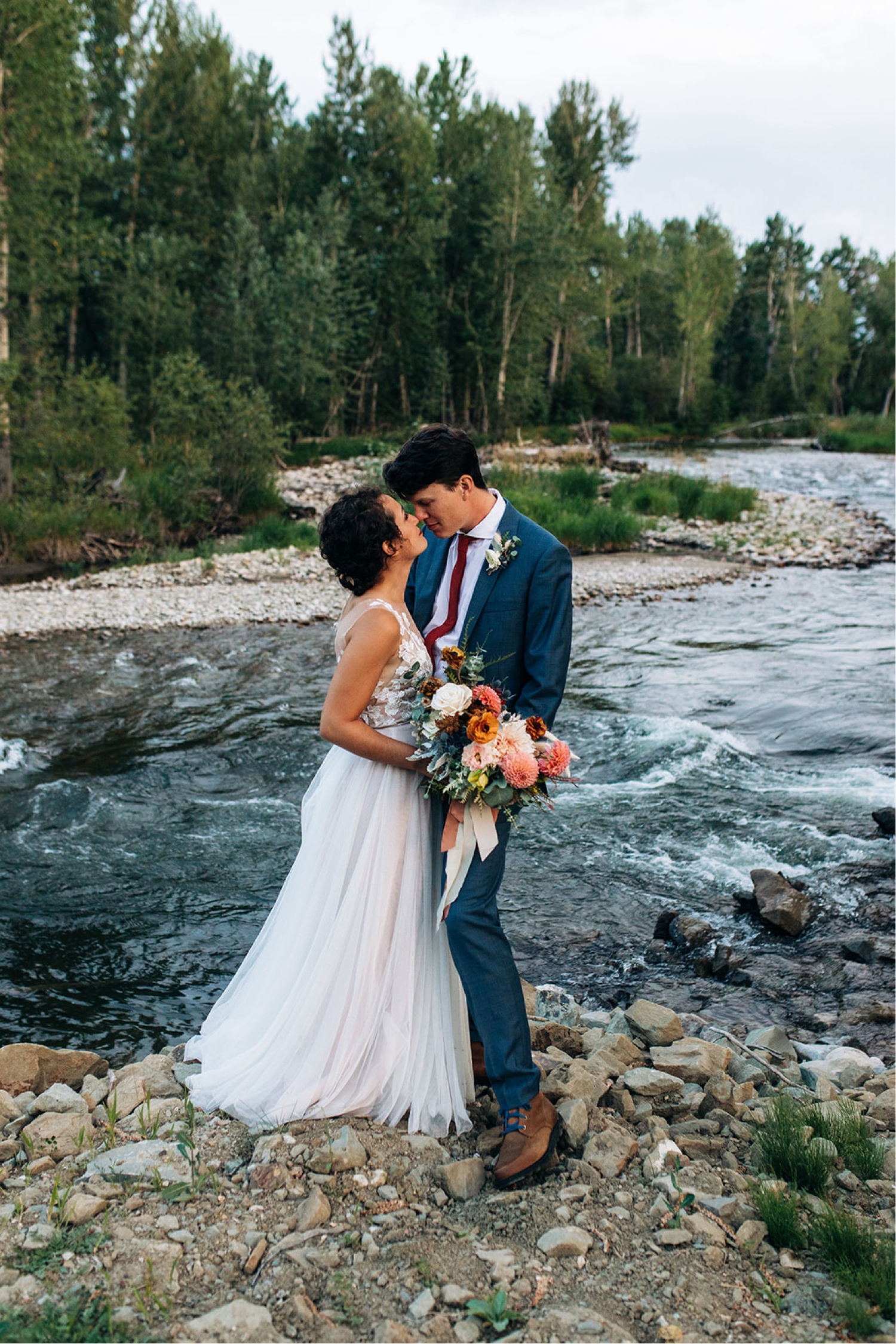 adventurous wedding day portraits with bride and groom