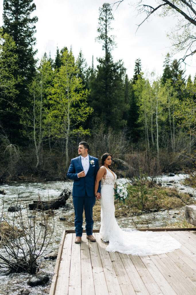 A bride and groom during their intimate elopement day in Teton National Park